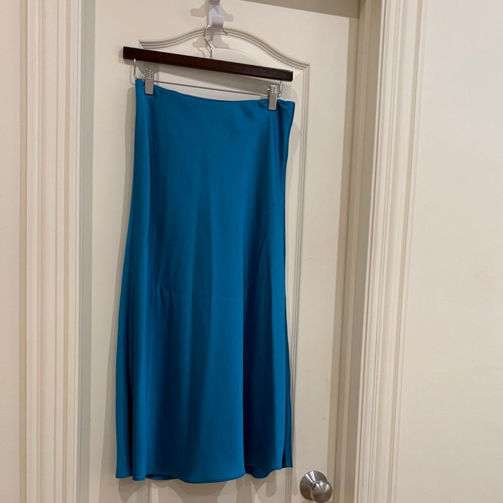 J Crew Turquoise Silk Maxi Skirt